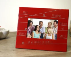 Cadre métal rouge gravé Famille Message|Cadeaux.com Best