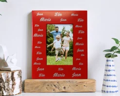 Cadre métal rouge gravé Famille Prénoms|Cadeaux.com New