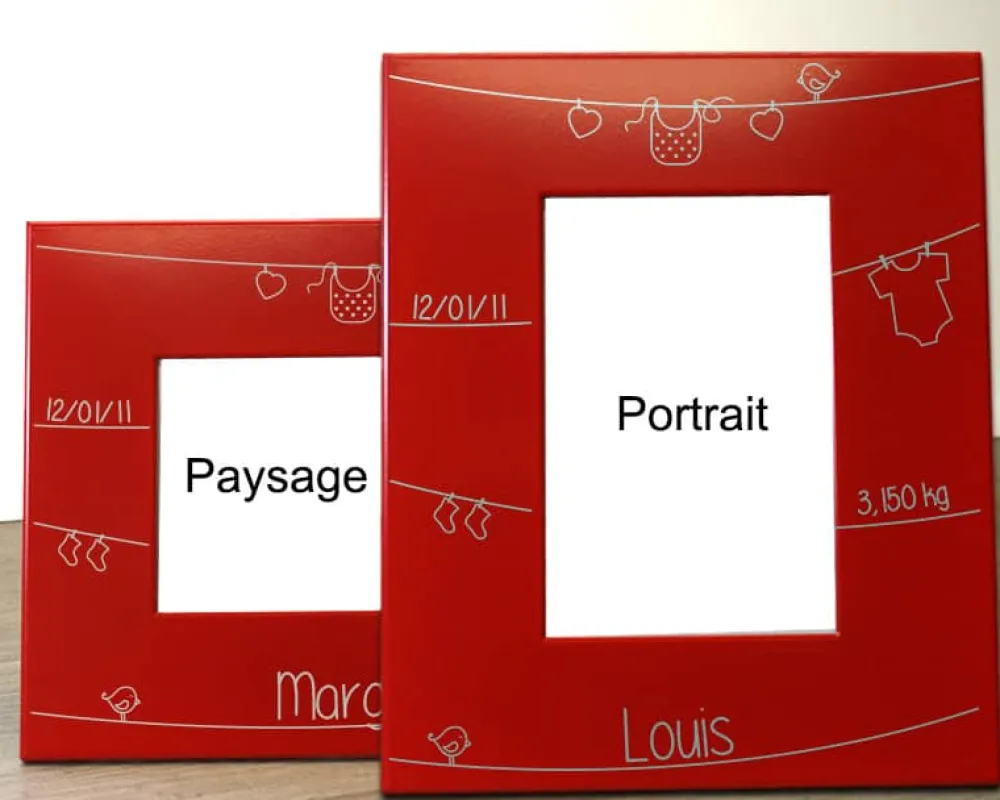 Cadre métal rouge gravé Naissance|Cadeaux.com Best