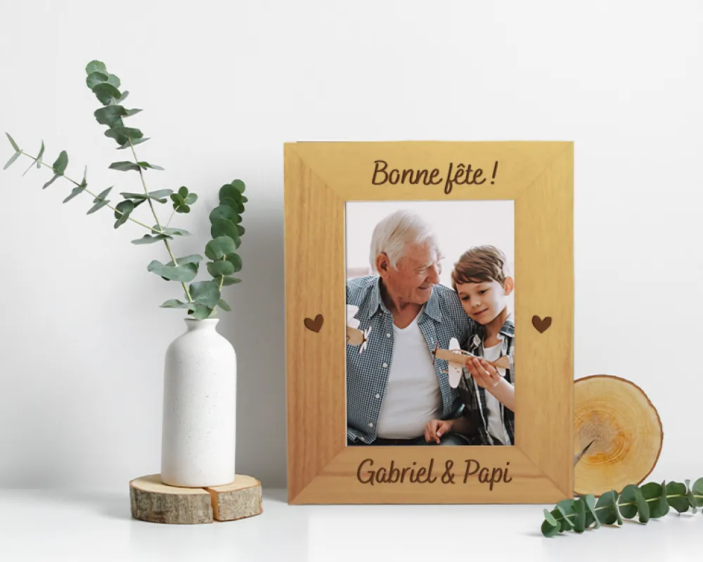 Cadre photo en bois gravé - Grand-Père|Cadeaux.com Outlet