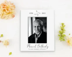 Cadre photo en métal blanc - Deuil|Cadeaux.com New