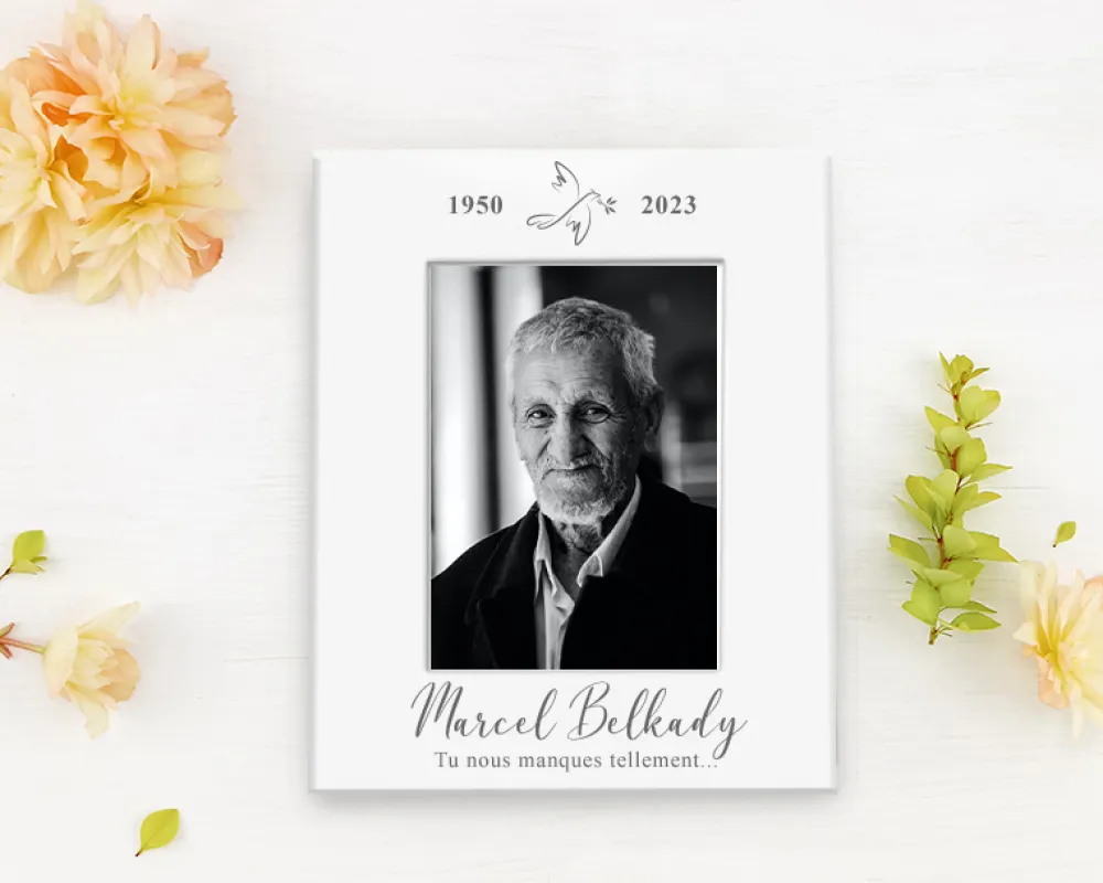 Cadre photo en métal blanc - Deuil|Cadeaux.com New