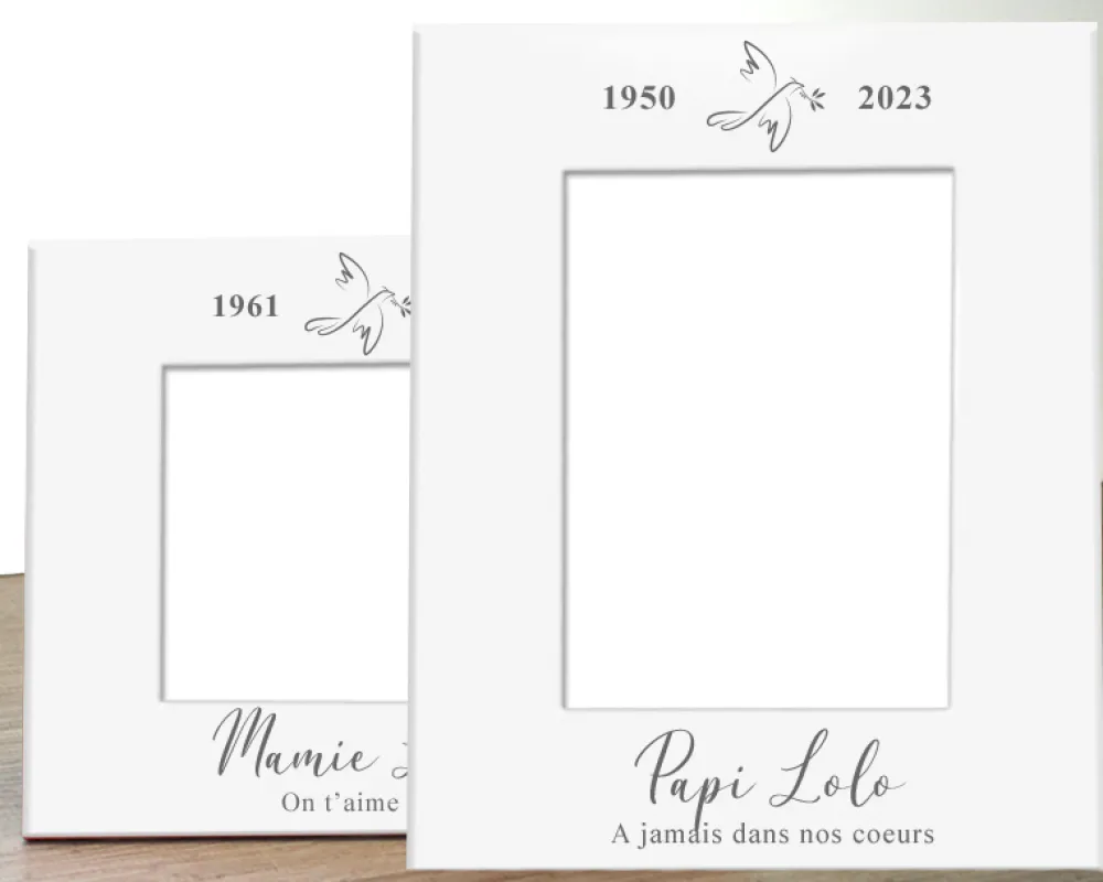 Cadre photo en métal blanc - Deuil|Cadeaux.com New