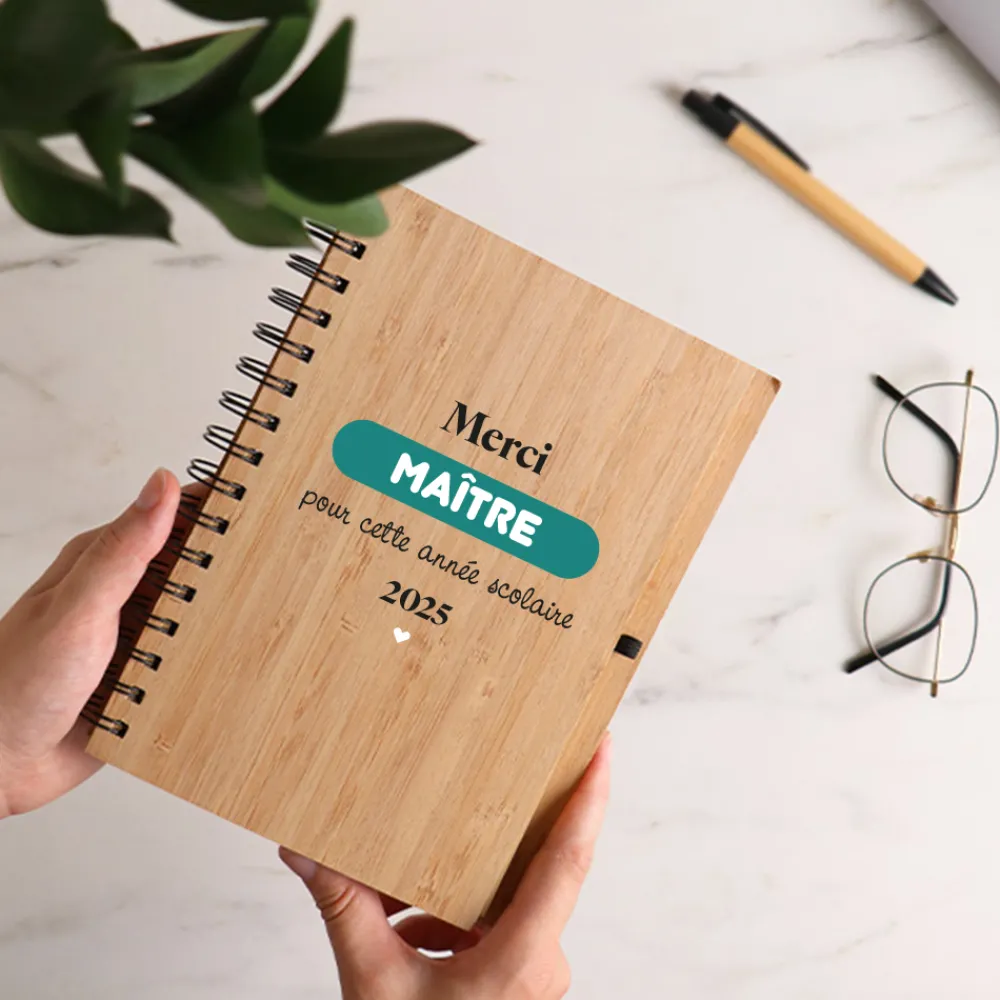 Cahier en bois personnalisé - L'Ecole est Finie|Cadeaux.com Clearance