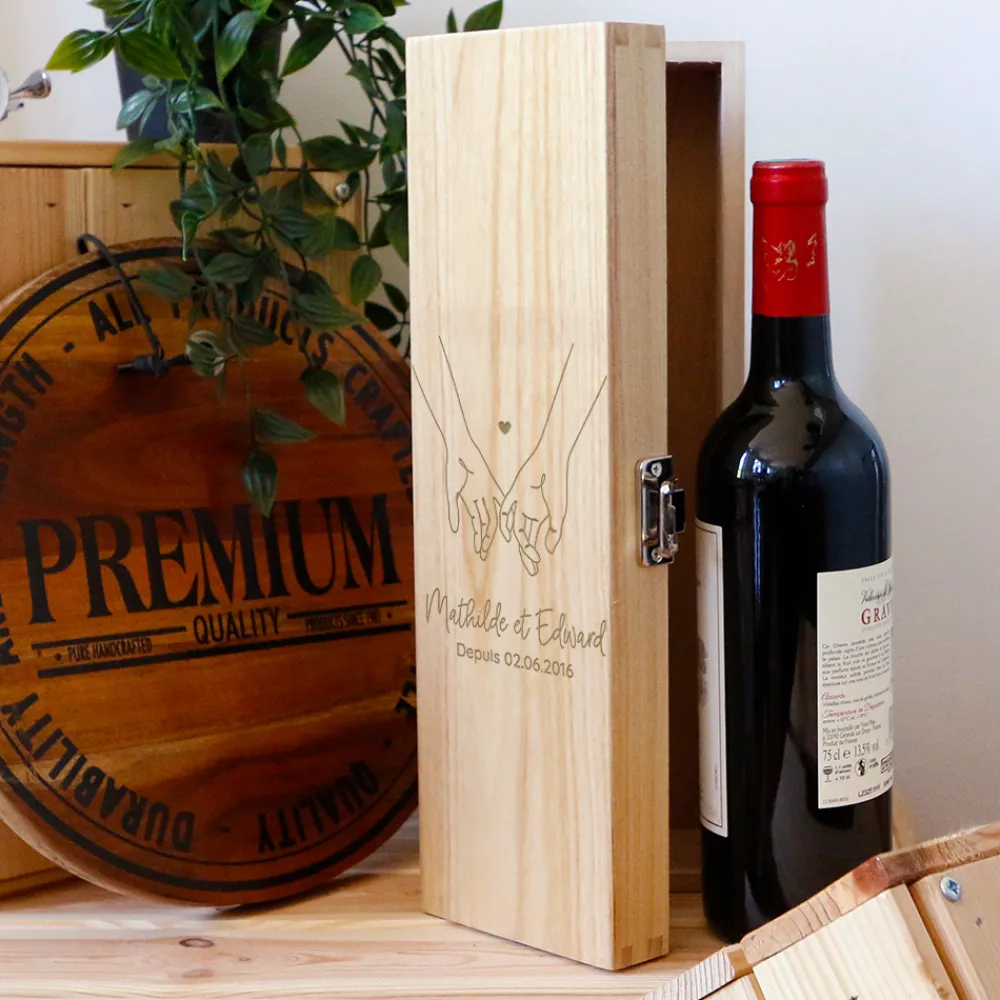 Caisse à vin personnalisée - Dessin au trait|Cadeaux.com Best