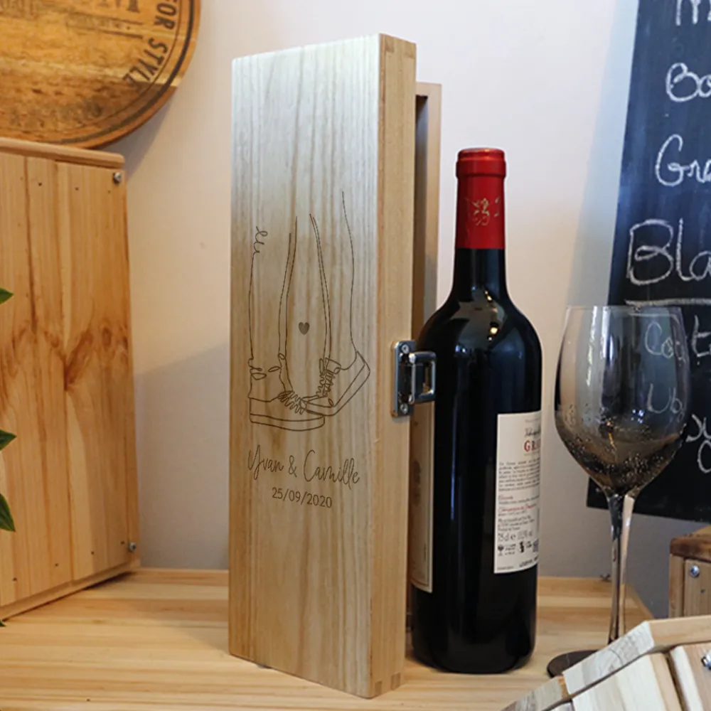 Caisse à vin personnalisée - Dessin au trait|Cadeaux.com Best