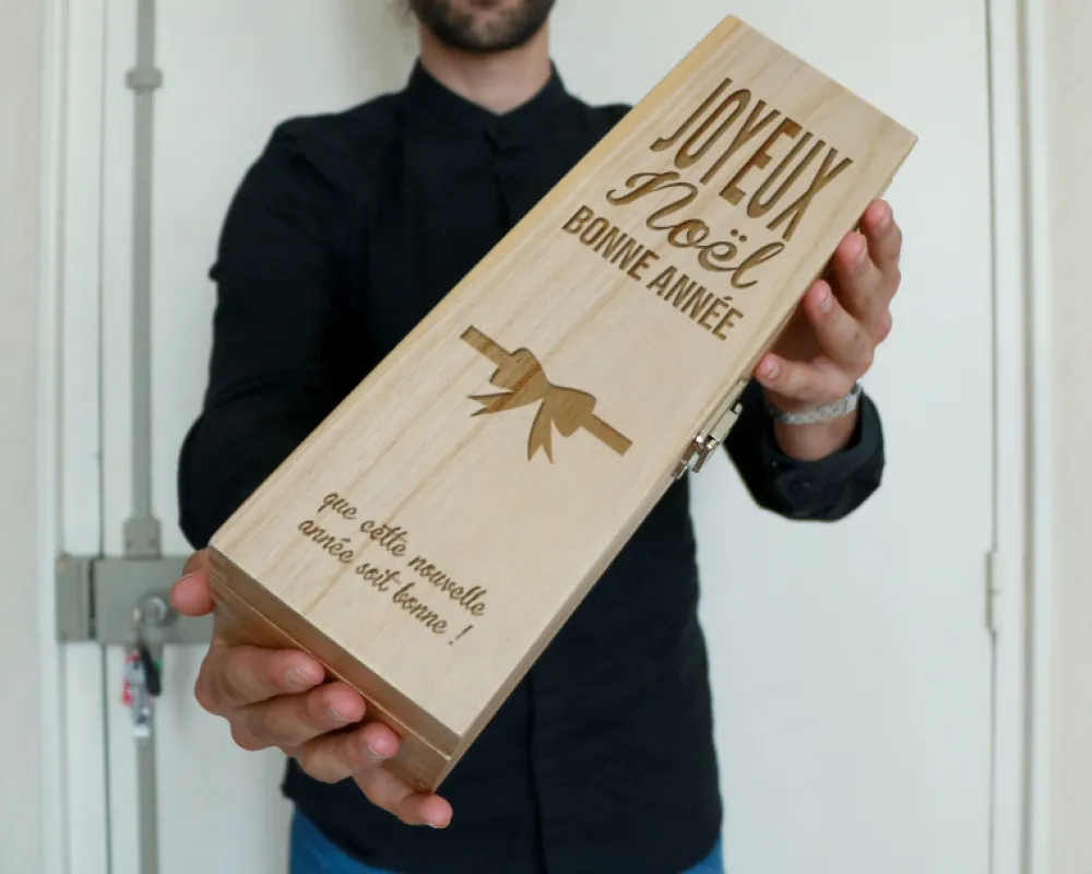 Caisse à vin personnalisée Noël|Cadeaux.com Hot