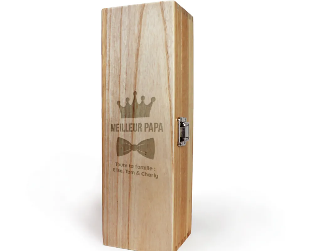 Caisse à vin personnalisée en bois - Papa Royal|Cadeaux.com Clearance