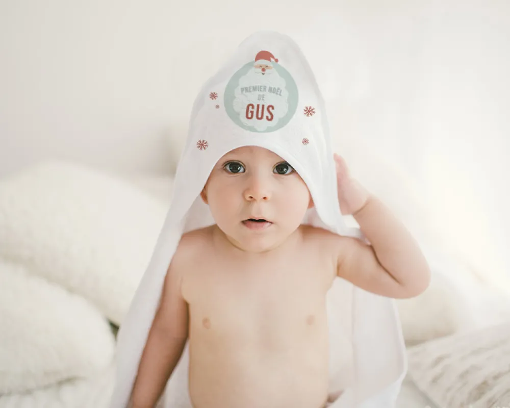 Cape de bain bébé personnalisable - Mon Premier Noël|Cadeaux.com Outlet