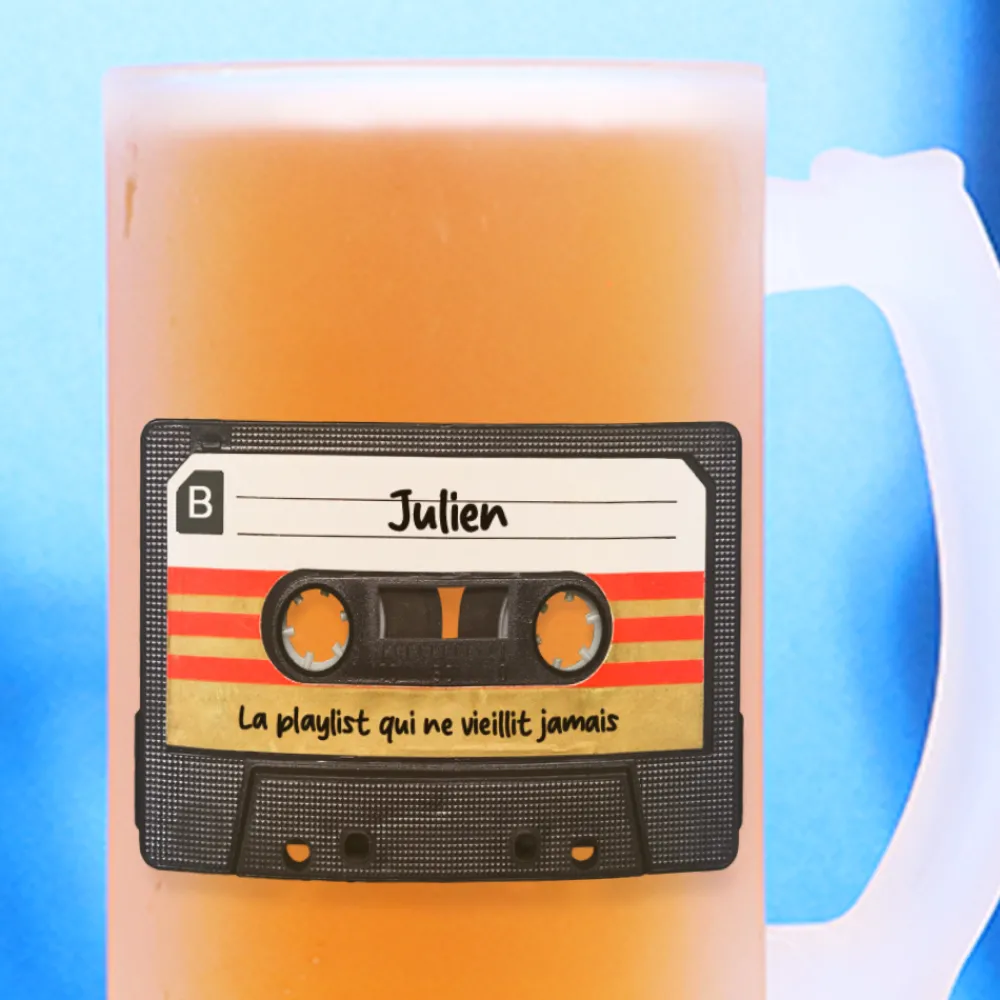 Chope bière personnalisé - Retro K7 audio|Cadeaux.com