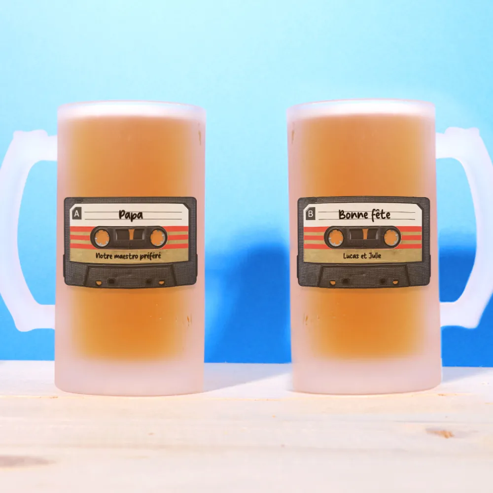 Chope bière personnalisé - Retro K7 audio|Cadeaux.com