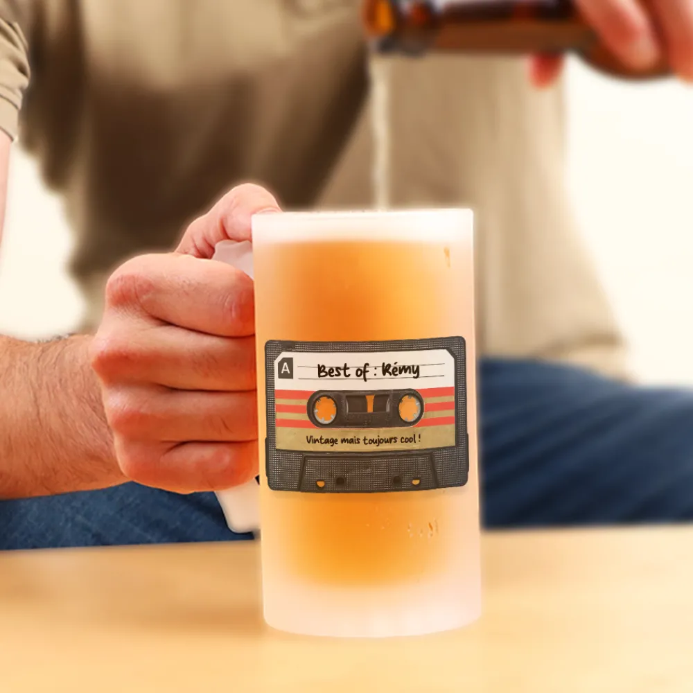 Chope bière personnalisé - Retro K7 audio|Cadeaux.com