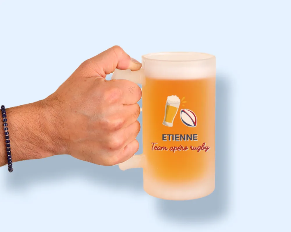 Chope de bière personnalisée - Apéro Rugby|Cadeaux.com New