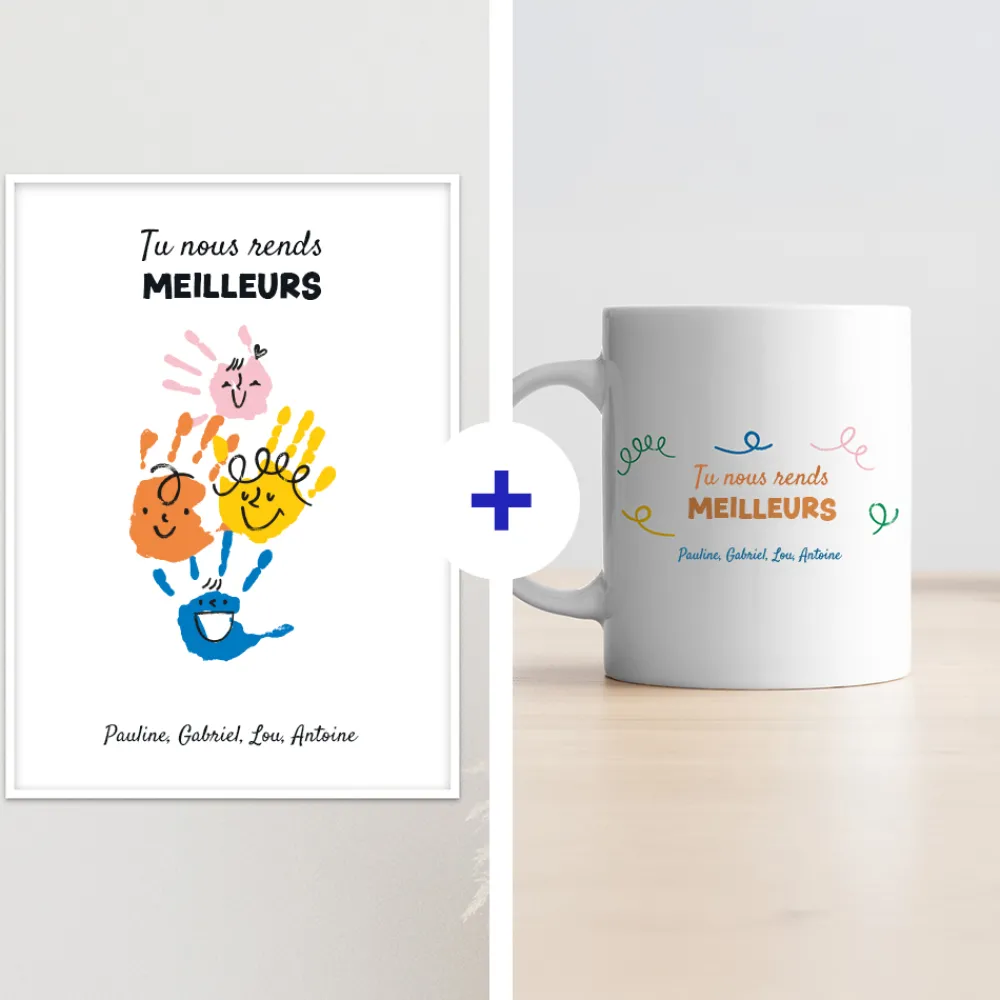 Coffret affiche et mug personnalisés - Empreintes pour papa|Cadeaux.com Outlet