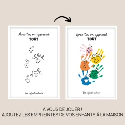 Coffret affiche et porte clés personnalisés - Empreintes pour papa|Cadeaux.com New