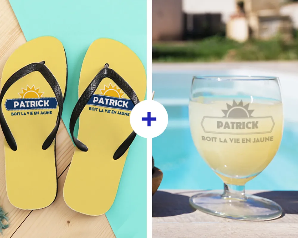 Coffret apéro - Tongs et verre à Ricard personnalisés|Cadeaux.com Discount