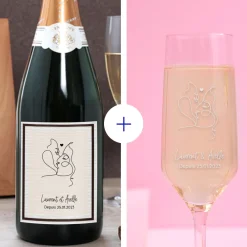 Coffret Champagne personnalisé - Dessin au trait|Cadeaux.com Best