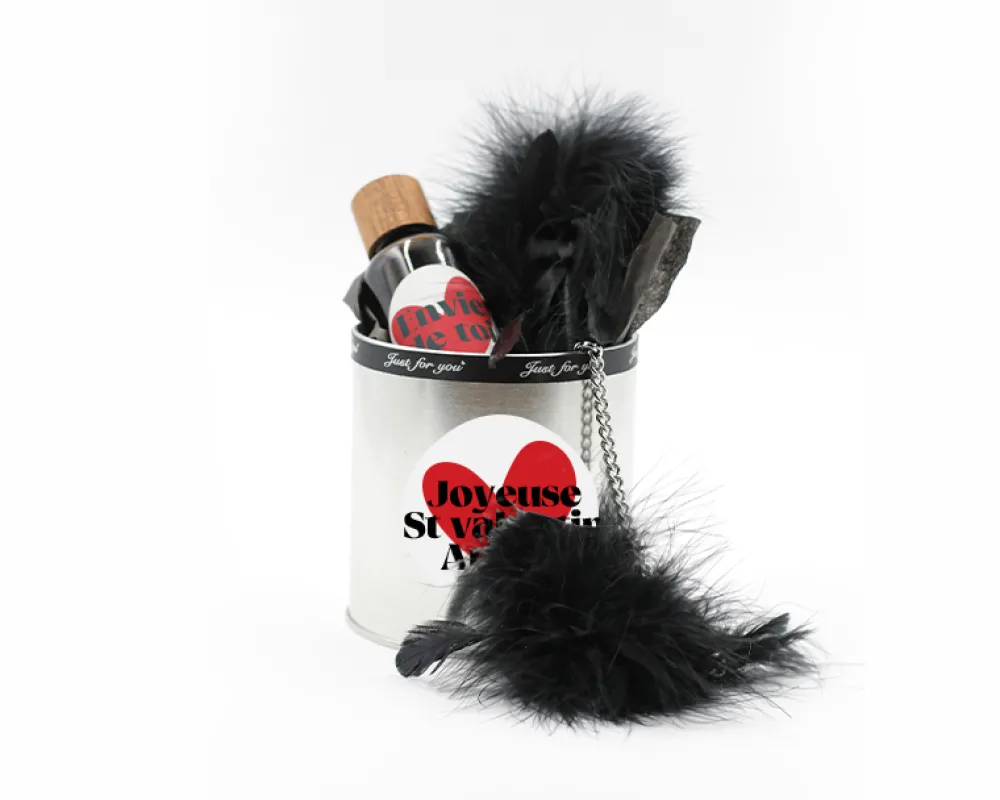 Coffret coquin personnalisé - Huile de massage et menottes|Cadeaux.com Outlet