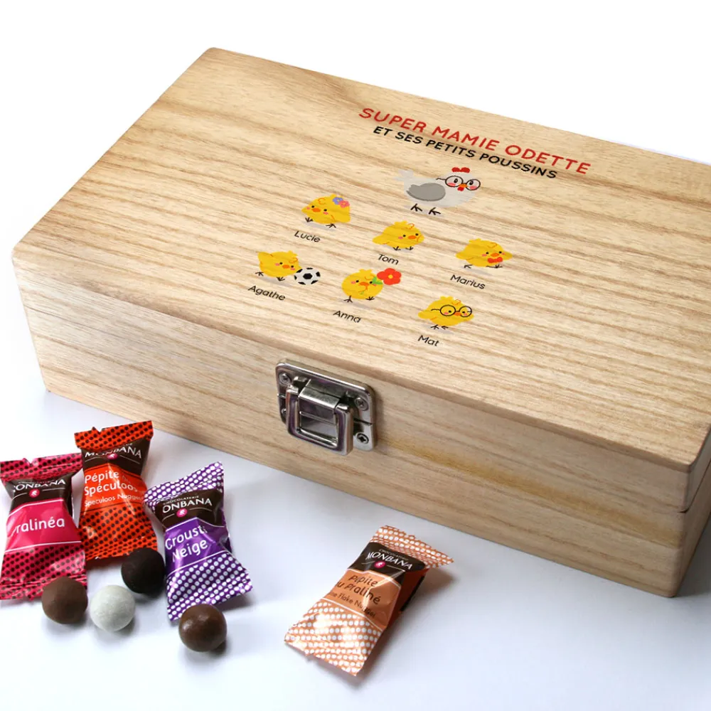 Coffret de chocolats Monbana personnalisé - Famille poussins|Cadeaux.com New