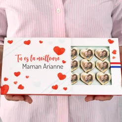 Coffret de chocolats personnalisés photo en forme de coeurs - Amour|Cadeaux.com Best