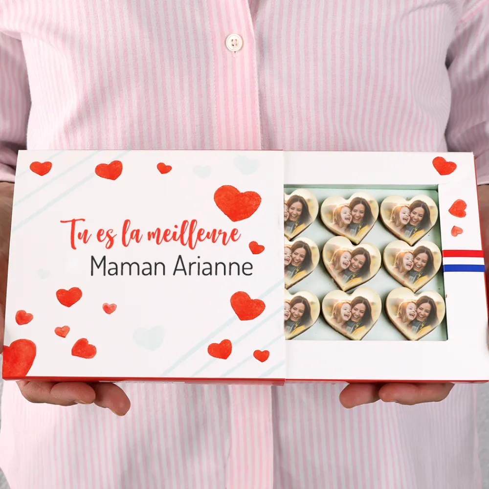 Coffret de chocolats personnalisés photo en forme de coeurs - Amour|Cadeaux.com Best