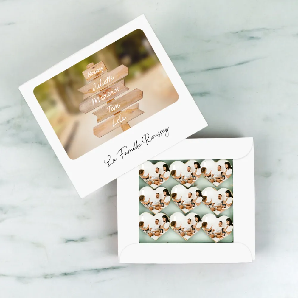 Coffret de chocolats personnalisés photo en forme de coeur - Destination Bohème|Cadeaux.com Online