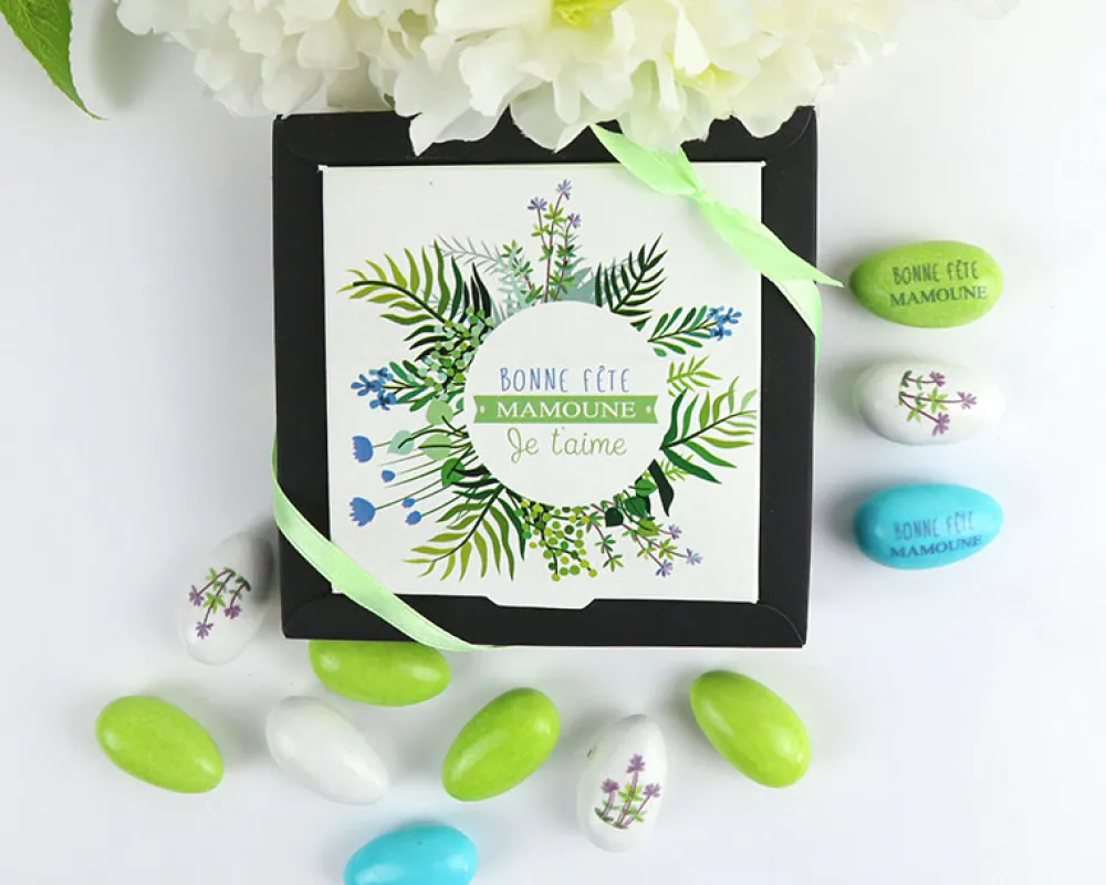 Coffret de dragées cœur caramel Personnalisable - Collection Fleurie|Cadeaux.com