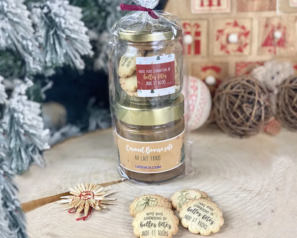 Coffret duo biscuits et caramel beurre salé Personnalisable - Noël|Cadeaux.com Sale