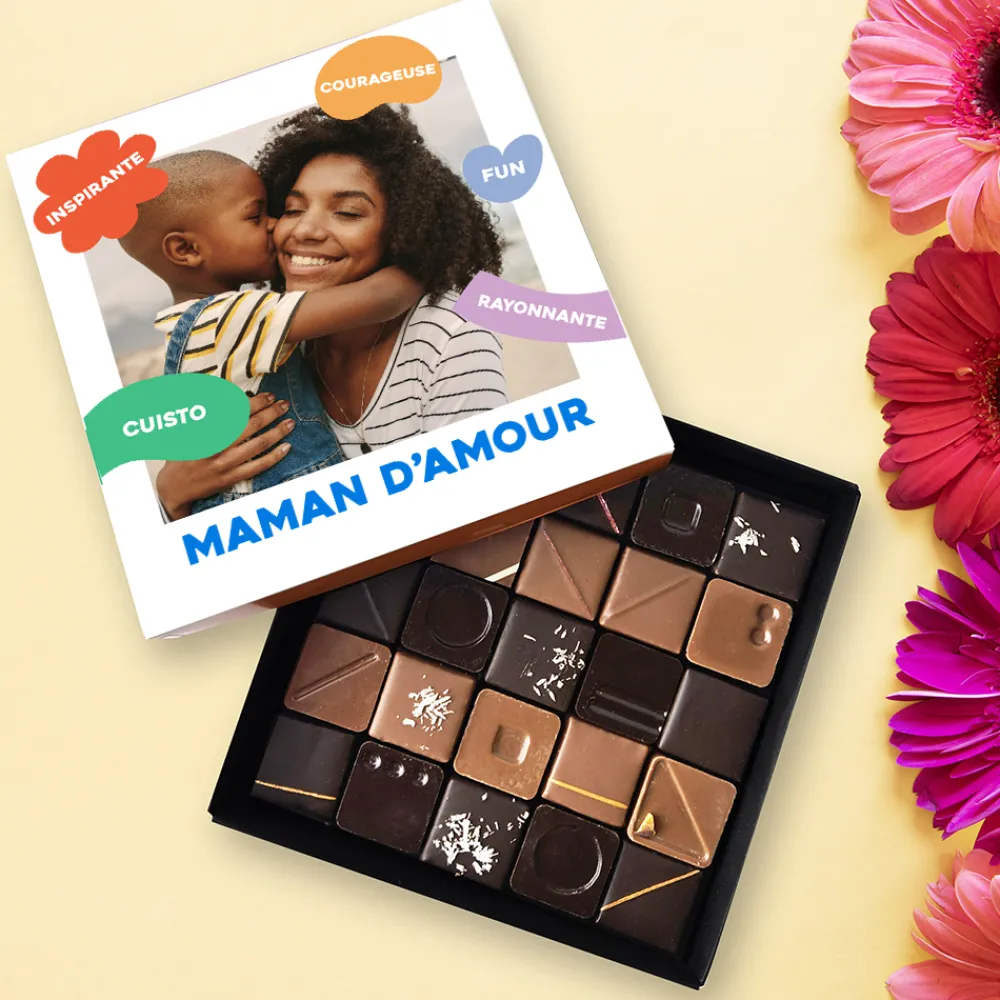 Coffret luxe chocolats personnalisé - Eclats de Couleurs|Cadeaux.com Hot