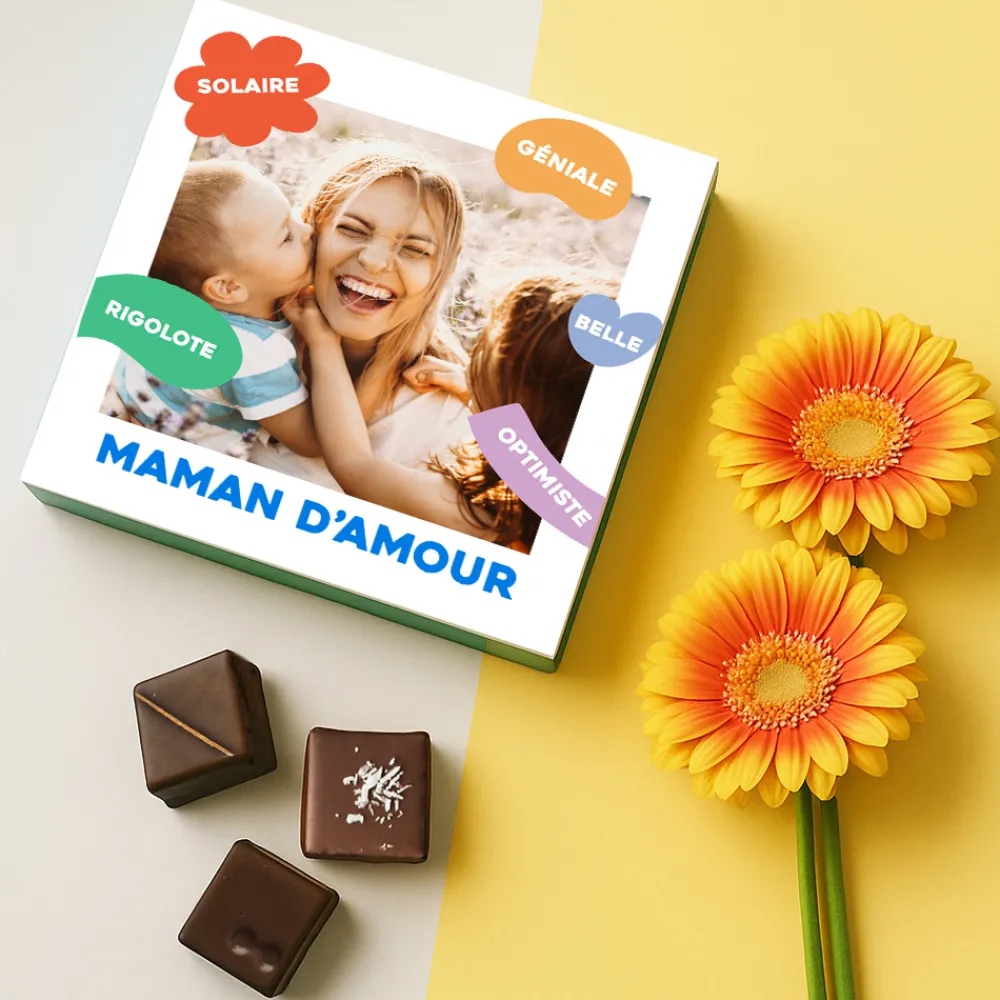 Coffret luxe chocolats personnalisé - Eclats de Couleurs|Cadeaux.com Hot