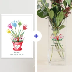 Coffret personnalisé affiche et vase cubique - Empreintes|Cadeaux.com