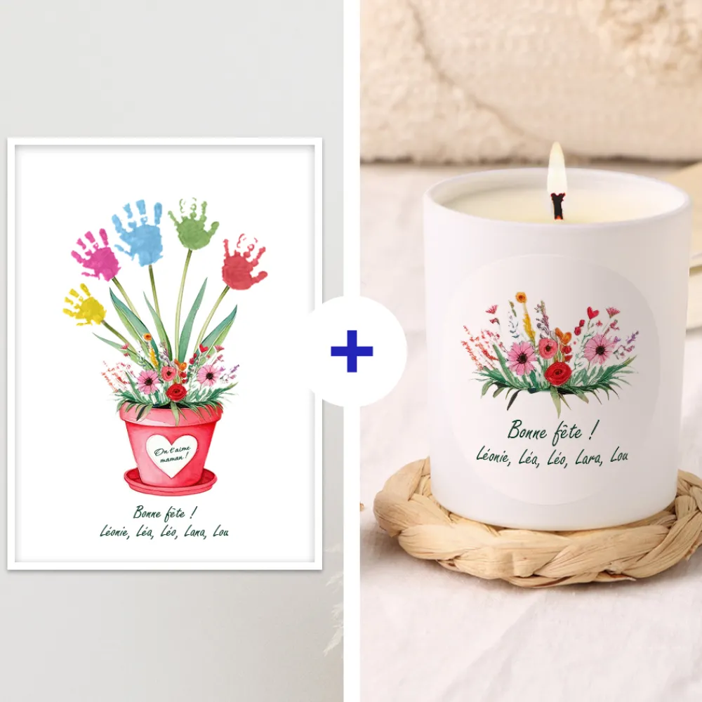 Coffret personnalisé affiche et bougie - Empreintes|Cadeaux.com Online