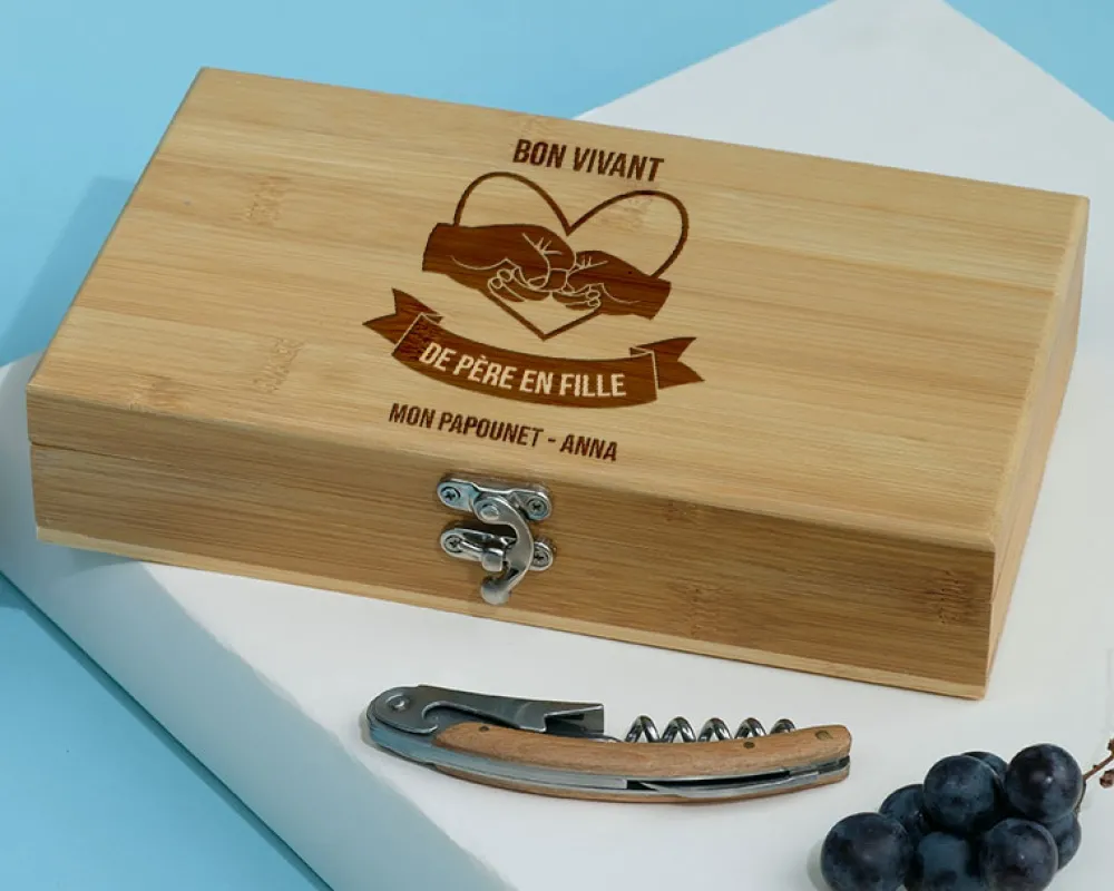 Coffret sommelier personnalisé - 5 accessoires - De Père en Fils / Fille|Cadeaux.com