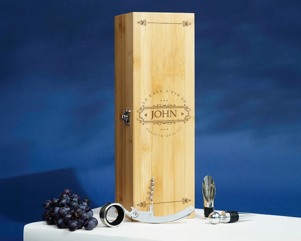Coffret sommelier personnalisé - 4 accessoires - Prénom|Cadeaux.com Online