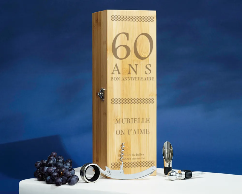 Coffret sommelier personnalisé anniversaire - 4 accessoires - Âge|Cadeaux.com Outlet
