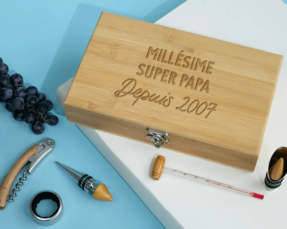 Coffret sommelier personnalisé - 5 accessoires - Texte|Cadeaux.com Discount