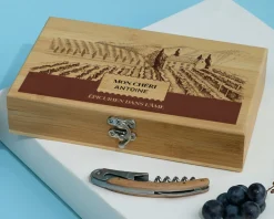 Coffret sommelier personnalisé - 5 accessoires - Vignoble|Cadeaux.com Online