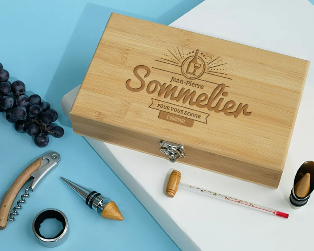 Coffret sommelier personnalisé - 5 accessoires - Sommelier|Cadeaux.com New