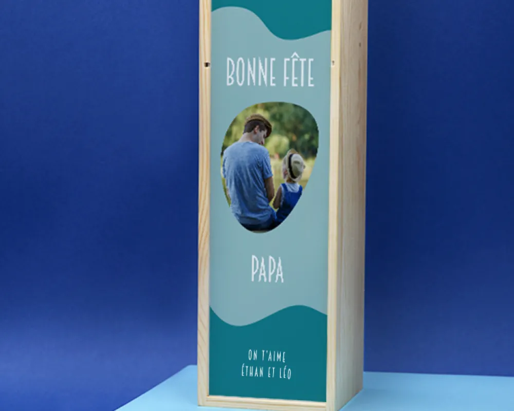 Coffret vin personnalisé photo avec bouteille de vin rouge - Papa|Cadeaux.com Online