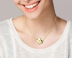 Collier Coeur barette en Plaqué Or 18 carats|Cadeaux.com Online