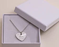 Collier Coeur gravé Message d'amour en argent véritable|Cadeaux.com Hot