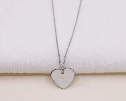 Collier Coeur gravé Message d'amour en argent véritable|Cadeaux.com Hot