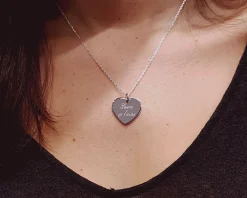 Collier Coeur gravé Message d'amour en argent véritable|Cadeaux.com Hot