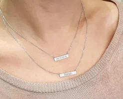 Collier double plaques en argent véritable|Cadeaux.com New
