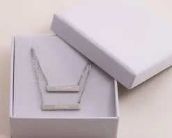 Collier double plaques en argent véritable|Cadeaux.com New