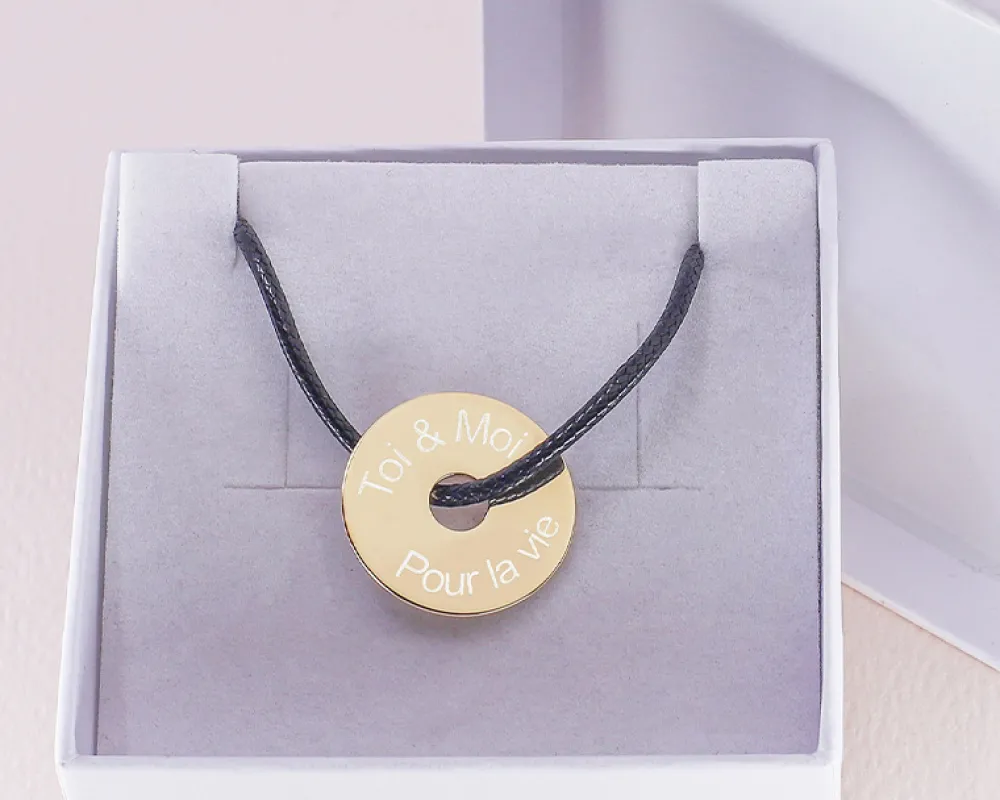 Collier homme personnalisé jeton sur cordon|Cadeaux.com Hot