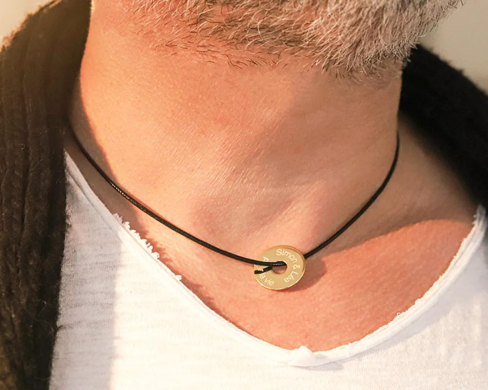 Collier homme personnalisé jeton sur cordon|Cadeaux.com Hot