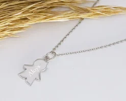 Collier personnalisé avec pendentif petite fille ou petit garçon - Argent|Cadeaux.com Discount
