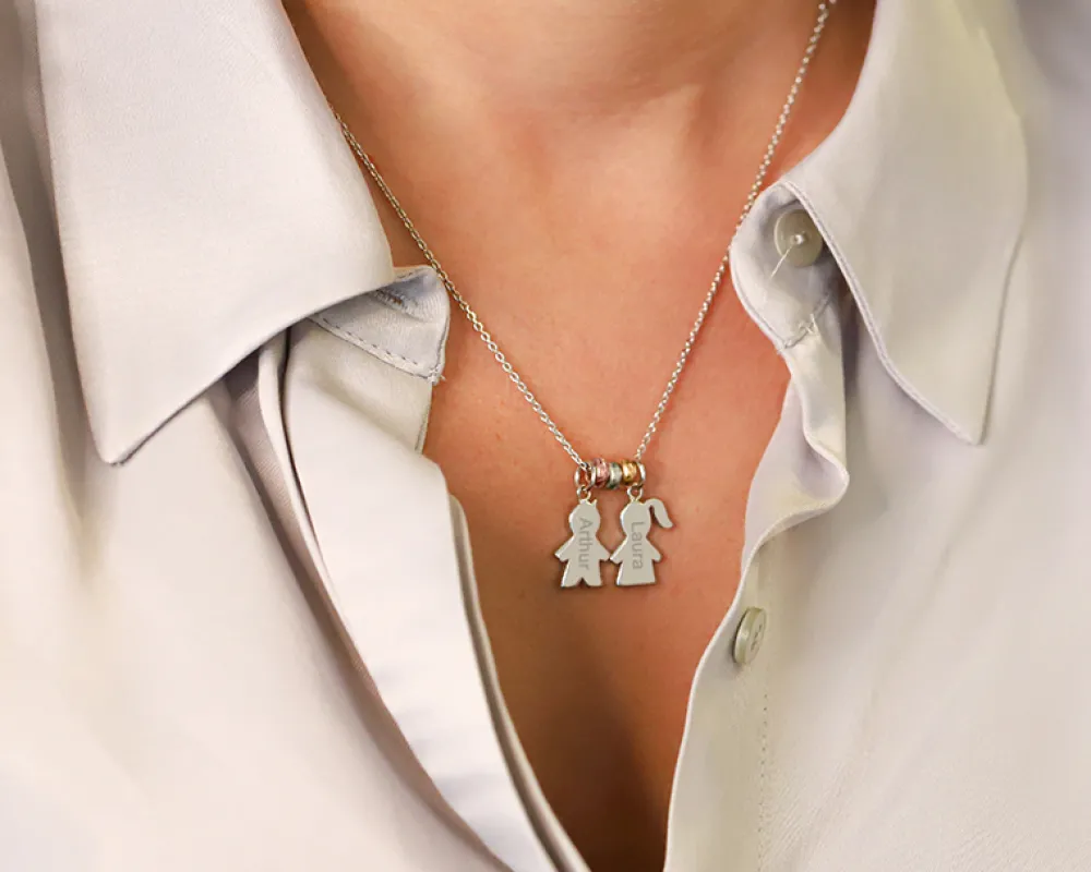 Collier personnalisé avec pendentifs enfants - Argent|Cadeaux.com Hot