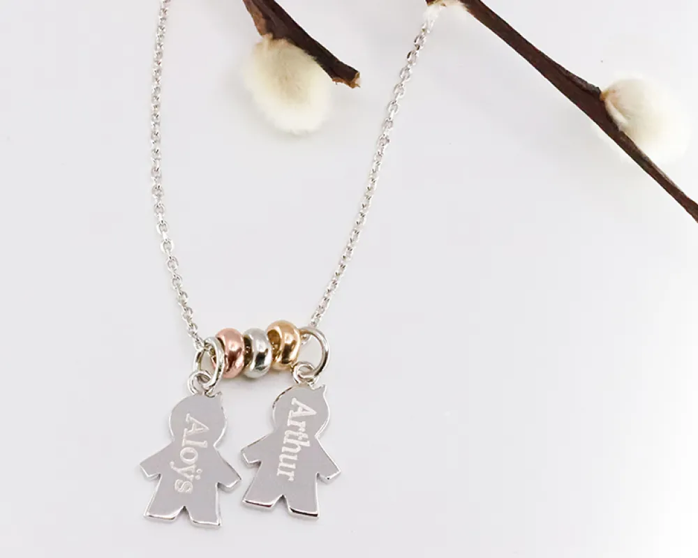 Collier personnalisé avec pendentifs enfants - Argent|Cadeaux.com Hot